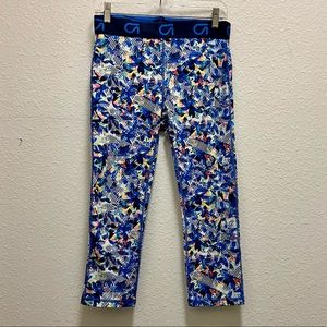 🆕 GapFit Neon Patterned Cropped Leggings - White, Blue, Pink & Yellow